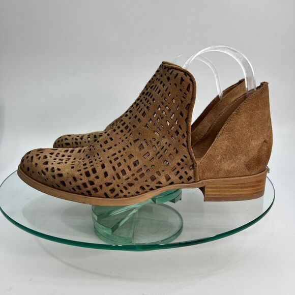 Ron White Ankle Slip on Bootie Brown Suede Leather perforated - Picture 6 of 12